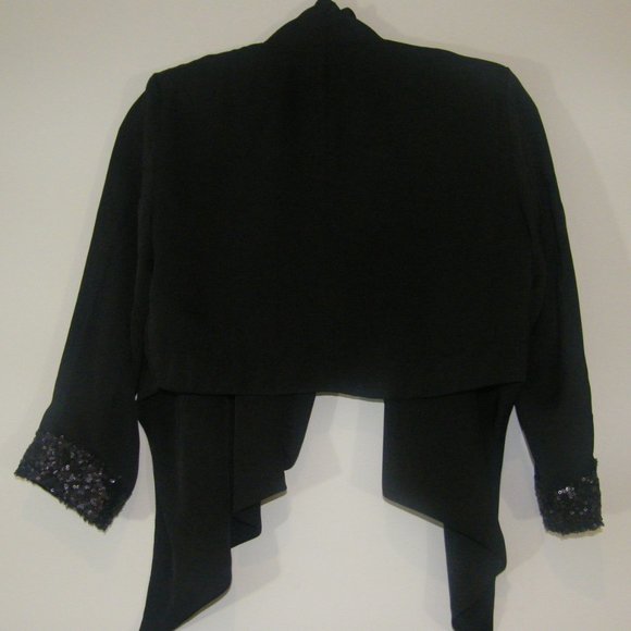 Evening Cocktail Bolero Top in Black Crepe - Picture 2 of 2